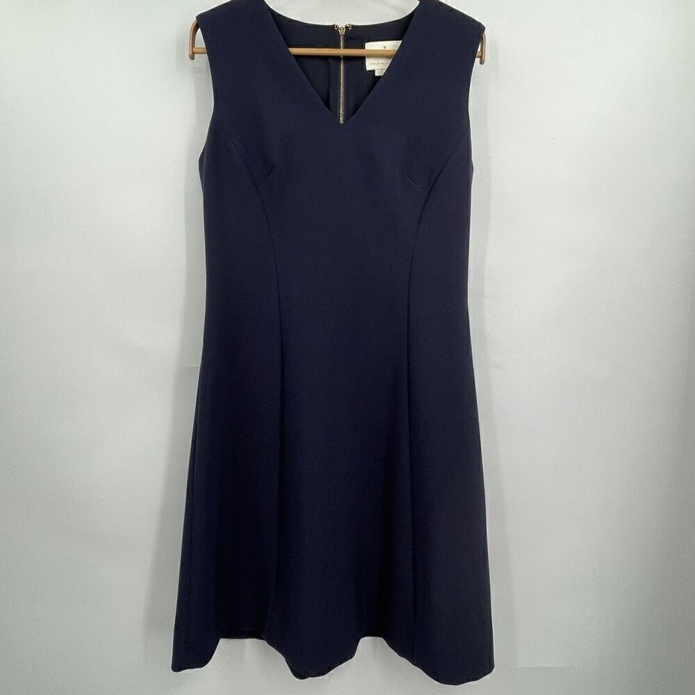Kate Spade NY Navy V-Neck Sleeveless Exposed Back Zip A-line Dress Size 6